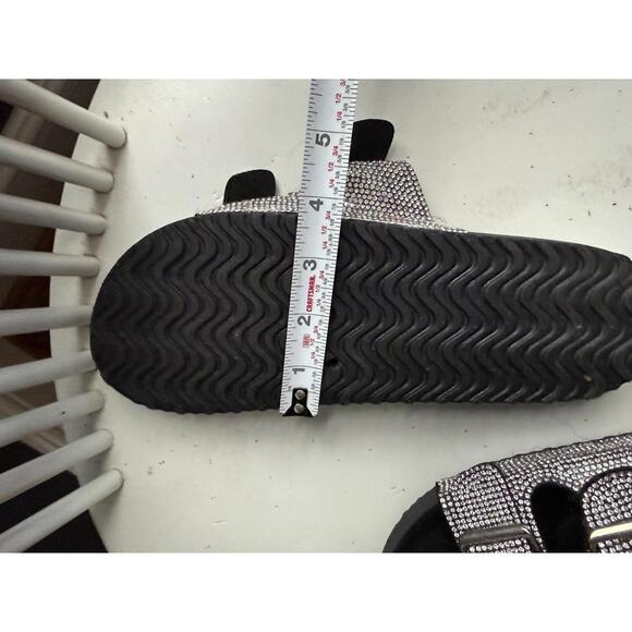 Madden Girl Black Sandals with Rhinestone Buckled Straps - Picture 4 of 6